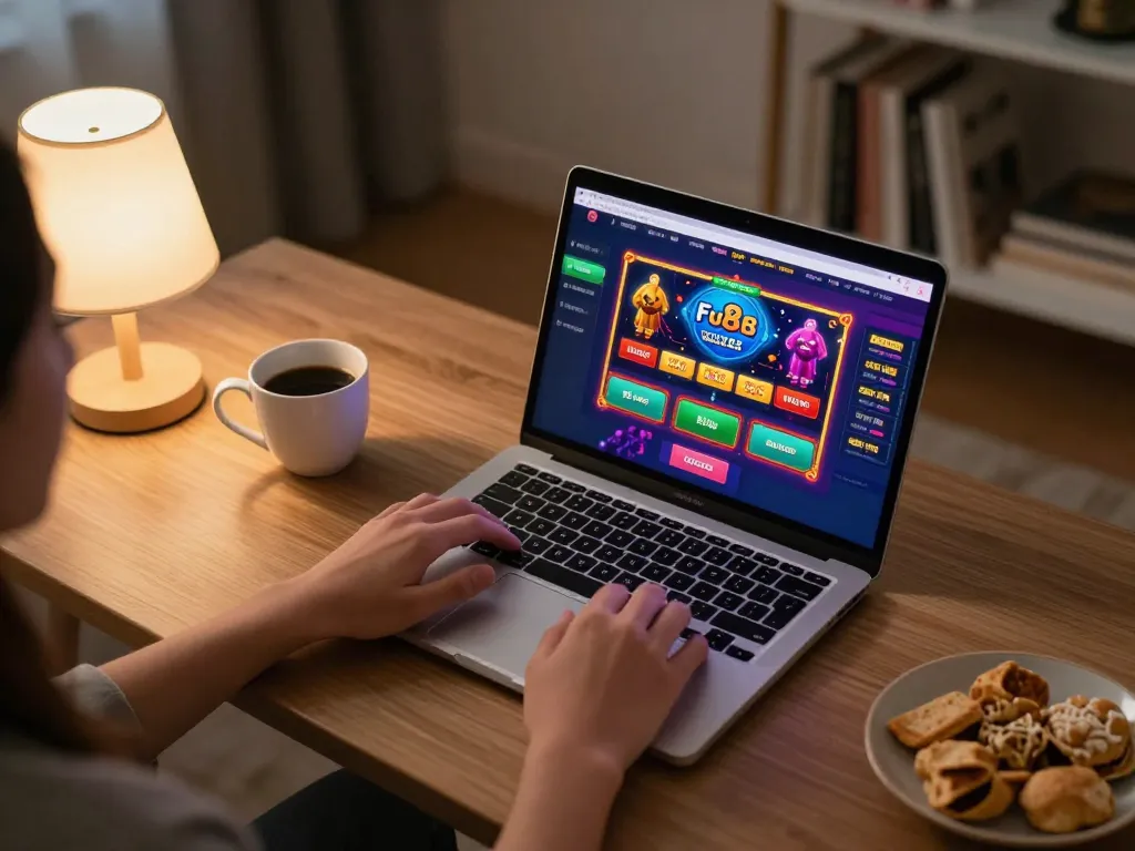 Enjoying fun88 online casino gaming on a cozy home setup with live dealer and poker options