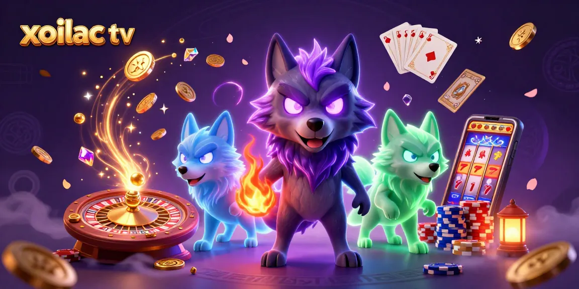 Xoilac TV enhances online betting with dynamic scenes of spectral wolves, golden coins, and thrilling gambling elements.
