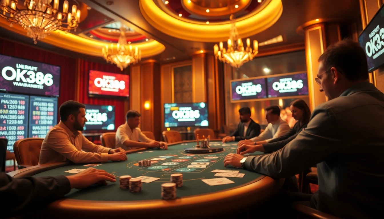 Experience the excitement of high-stakes poker with the OK8386 casino table scene.