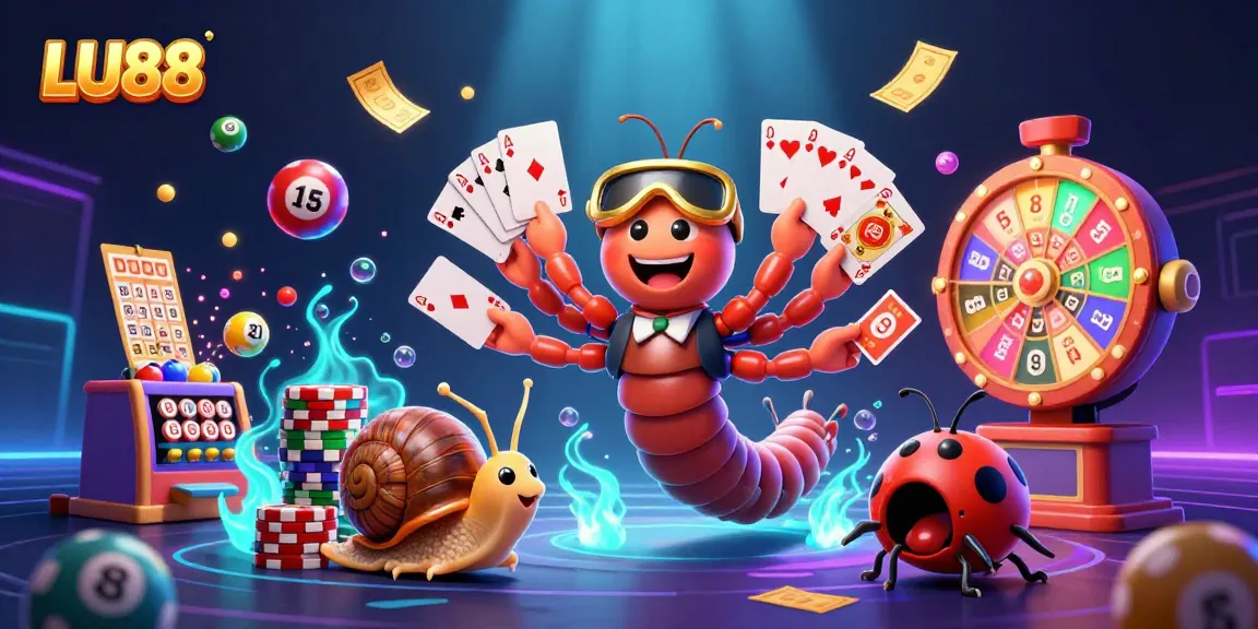 Engage with LU88's vibrant casino atmosphere featuring animated characters and dynamic game elements.