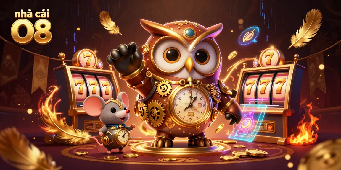Experience the thrill of nhà cái O8 with 3D cartoon characters in an engaging online casino scene.