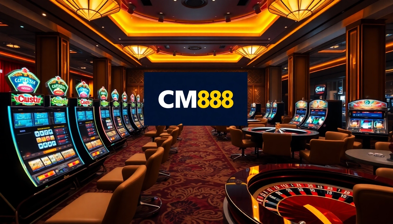 Experience the excitement of CM88 with vibrant casino tables and virtual gaming elements.