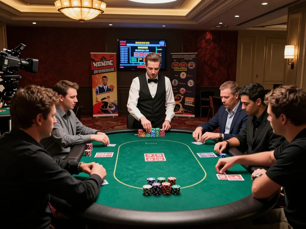 Players engaging in a poker game at 789P com casino, showcasing an upscale environment