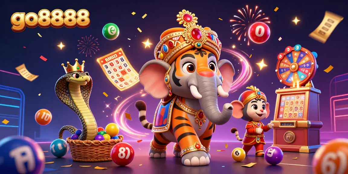 Engage with the colorful world of go8888 featuring a maharaja tiger and dynamic lottery elements.