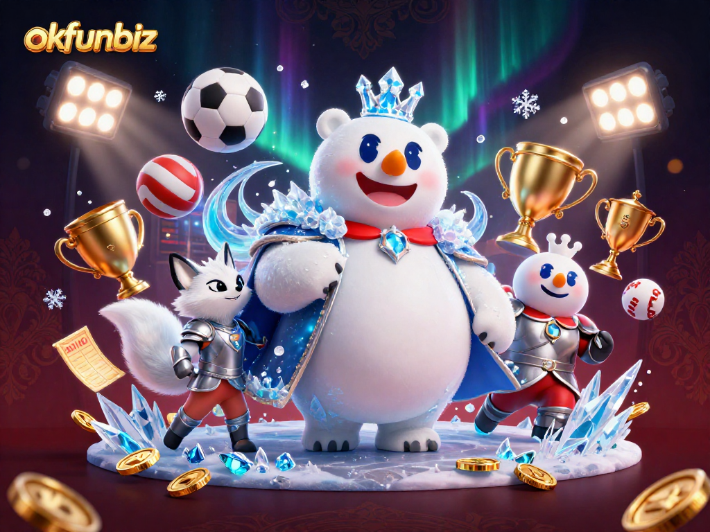 Join the excitement at okfunbiz with a dynamic scene of the ice king and snow fox amidst betting action.
