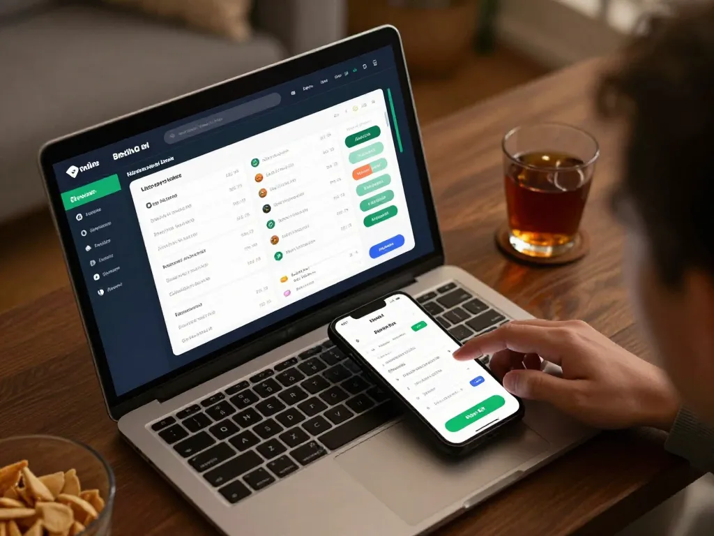 Engaging user placing bets on vsbet's mobile interface during live sports events.