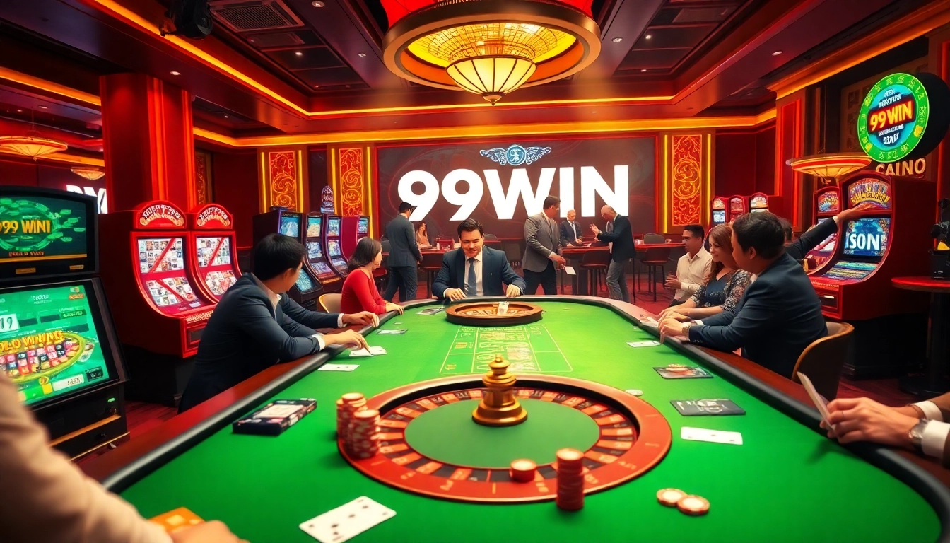 Exciting scene of players winning at the 99WIN online casino table with vibrant games.