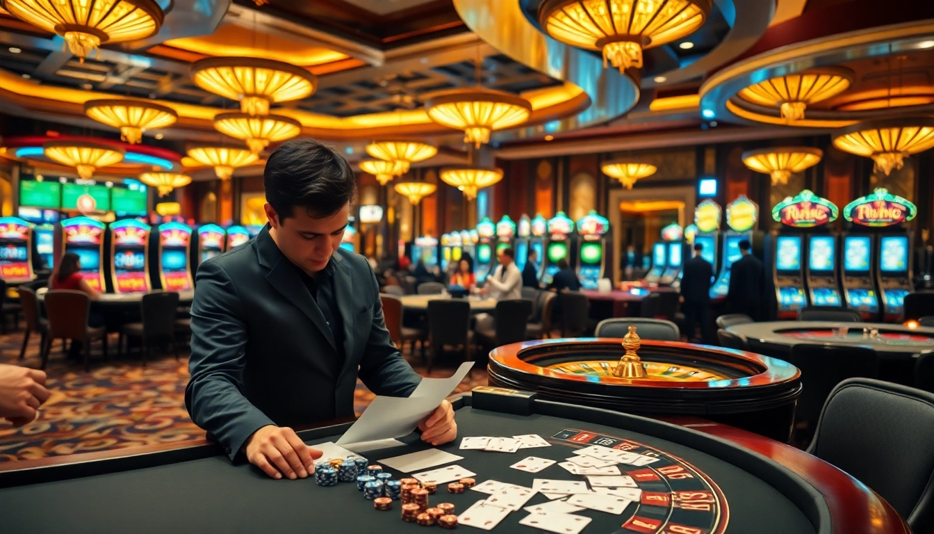 Engaging casino players strategizing bets at https://zbet.nyc/ with vibrant gaming elements.
