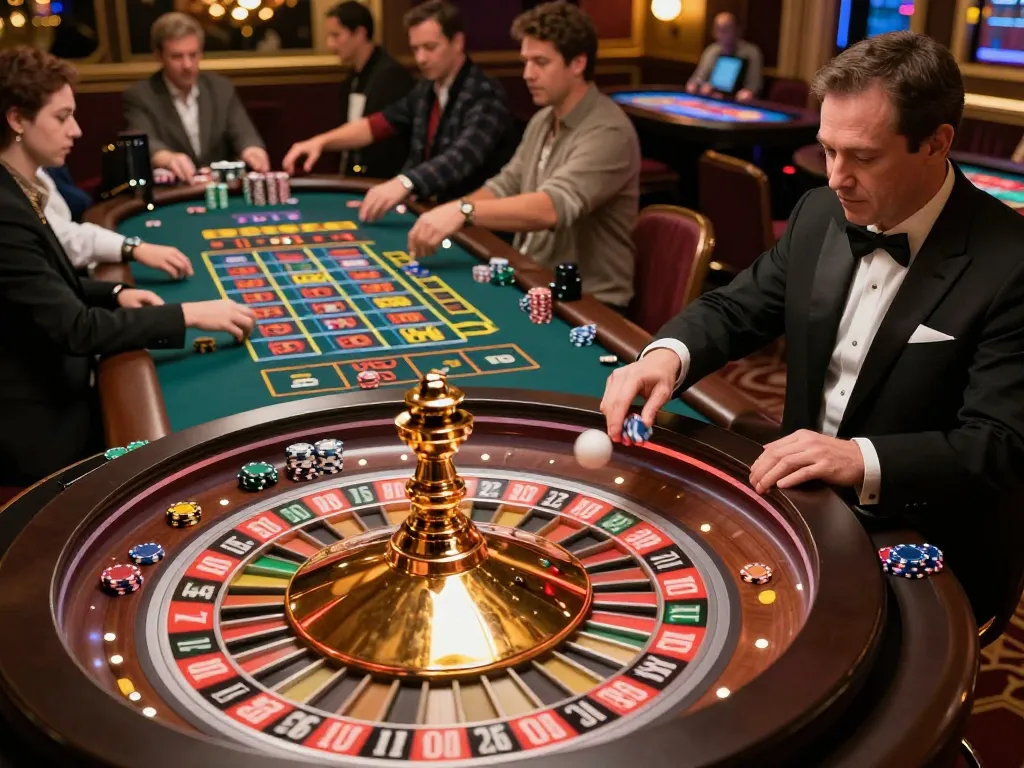 Players enjoying a thrilling game at KP88 roulette tables, showcasing excitement and interactive gameplay.