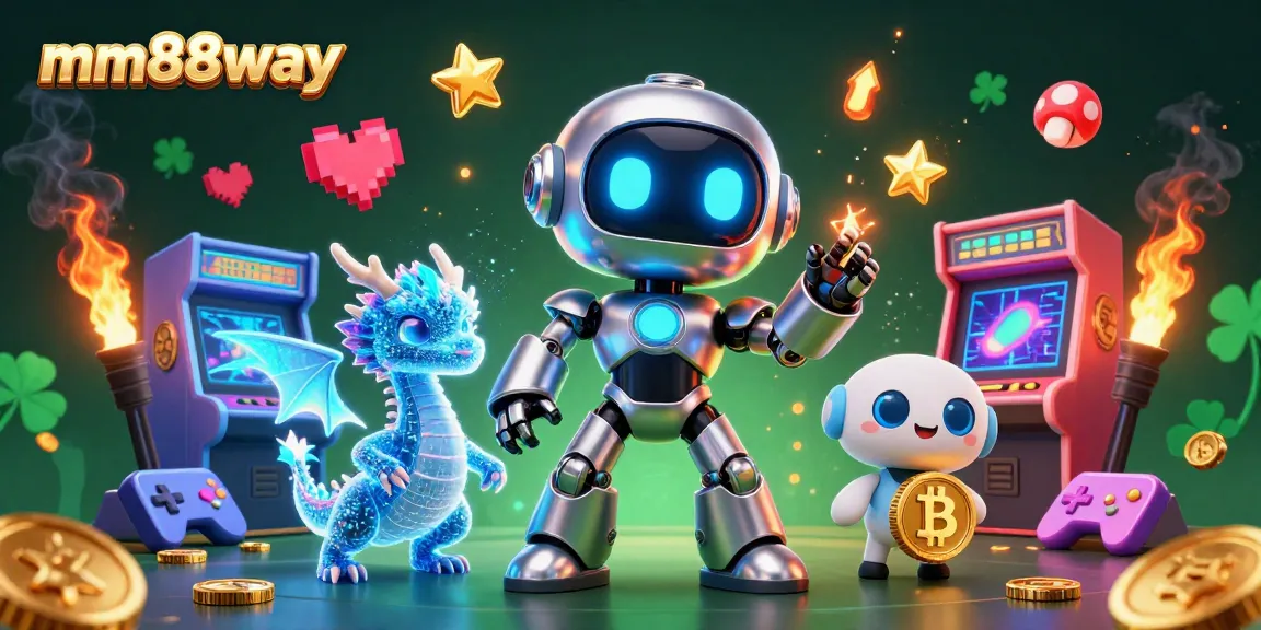 Experience the immersive gaming world of mm88way with a vibrant 3D casino illustration involving interactive elements.