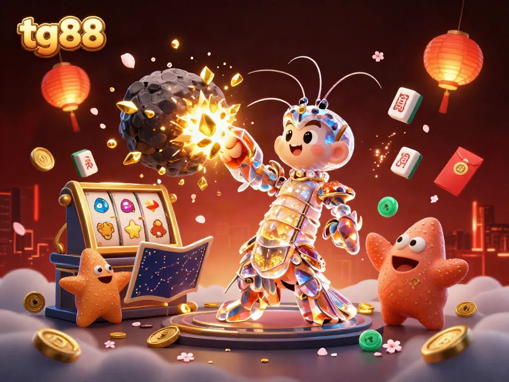 Experience the thrilling tg88 casino adventure with colorful slot reels and vibrant gold coins exploding in the air.