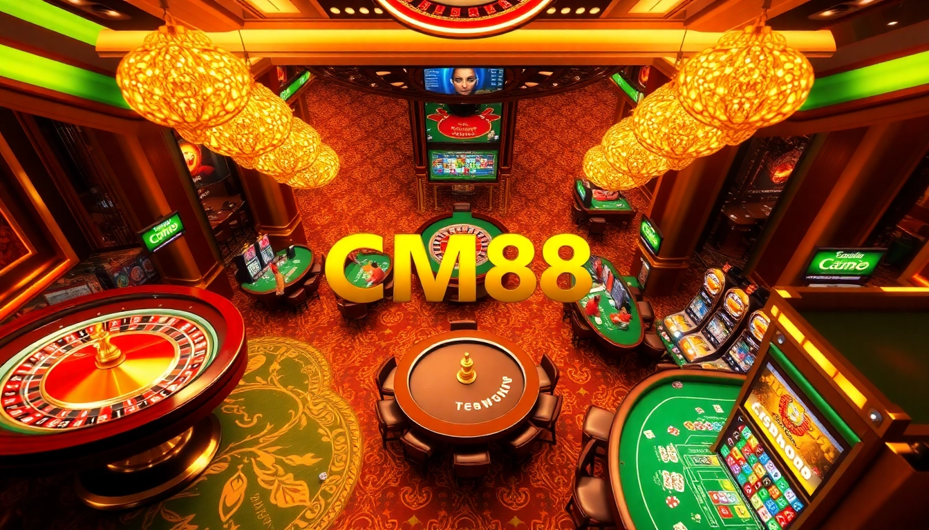 Engaged gamblers enjoying the CM88-themed casino experience with roulette and poker.