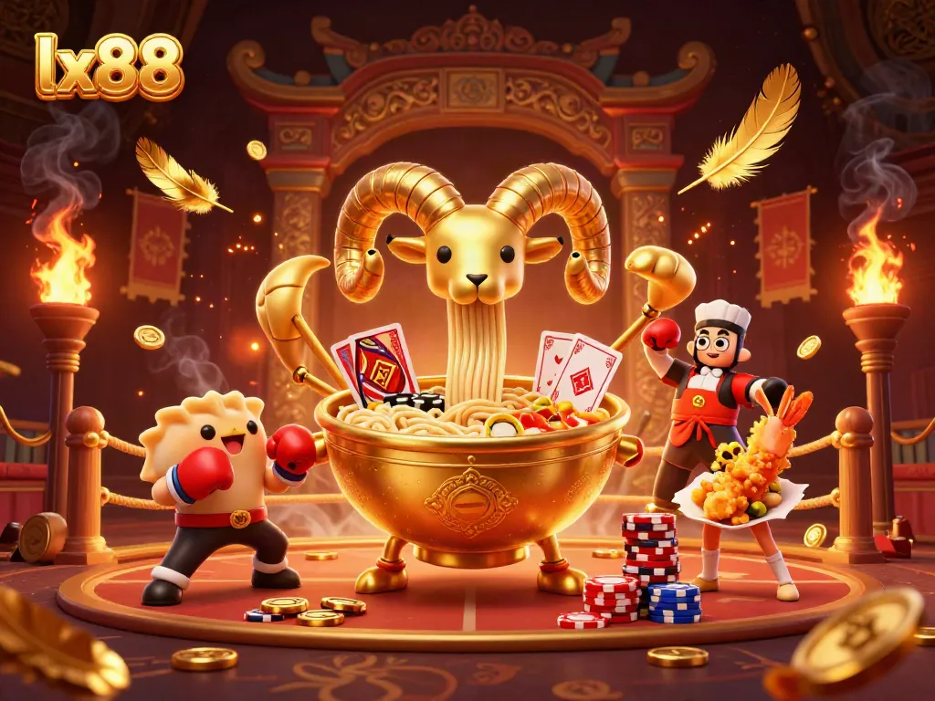 Engage in fun betting action with lx88's vibrant 3D casino illustration showcasing lively characters and games.