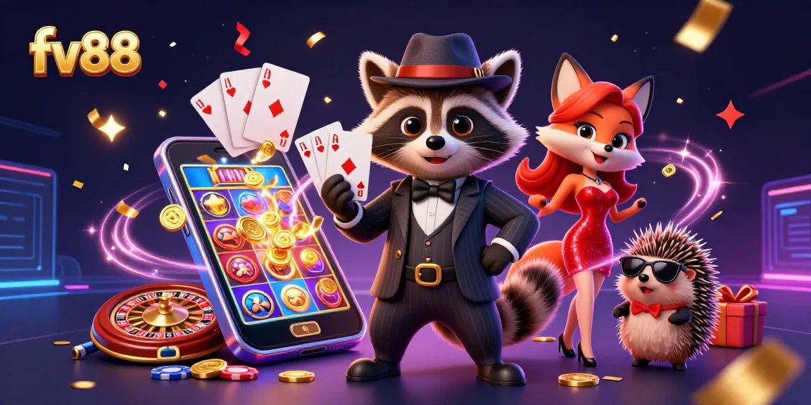 Win big with fv88's engaging casino scene, featuring dynamic characters and captivating game elements.