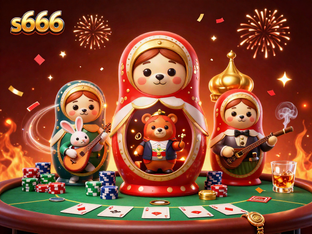 Experience the excitement of s666 as cartoon characters celebrate at a vibrant casino scene.