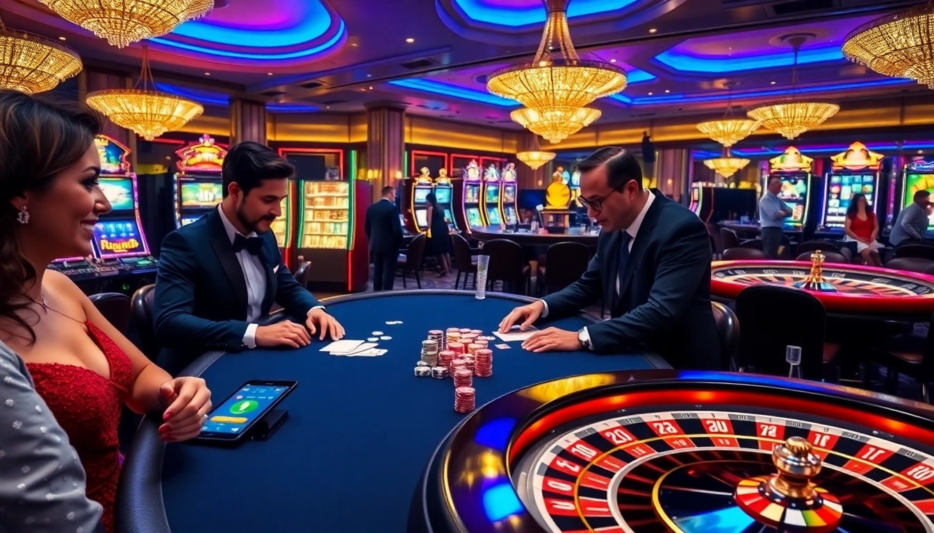 Engage in the thrilling atmosphere of a casino with an enticing mm88 link showcasing blackjack and slots.