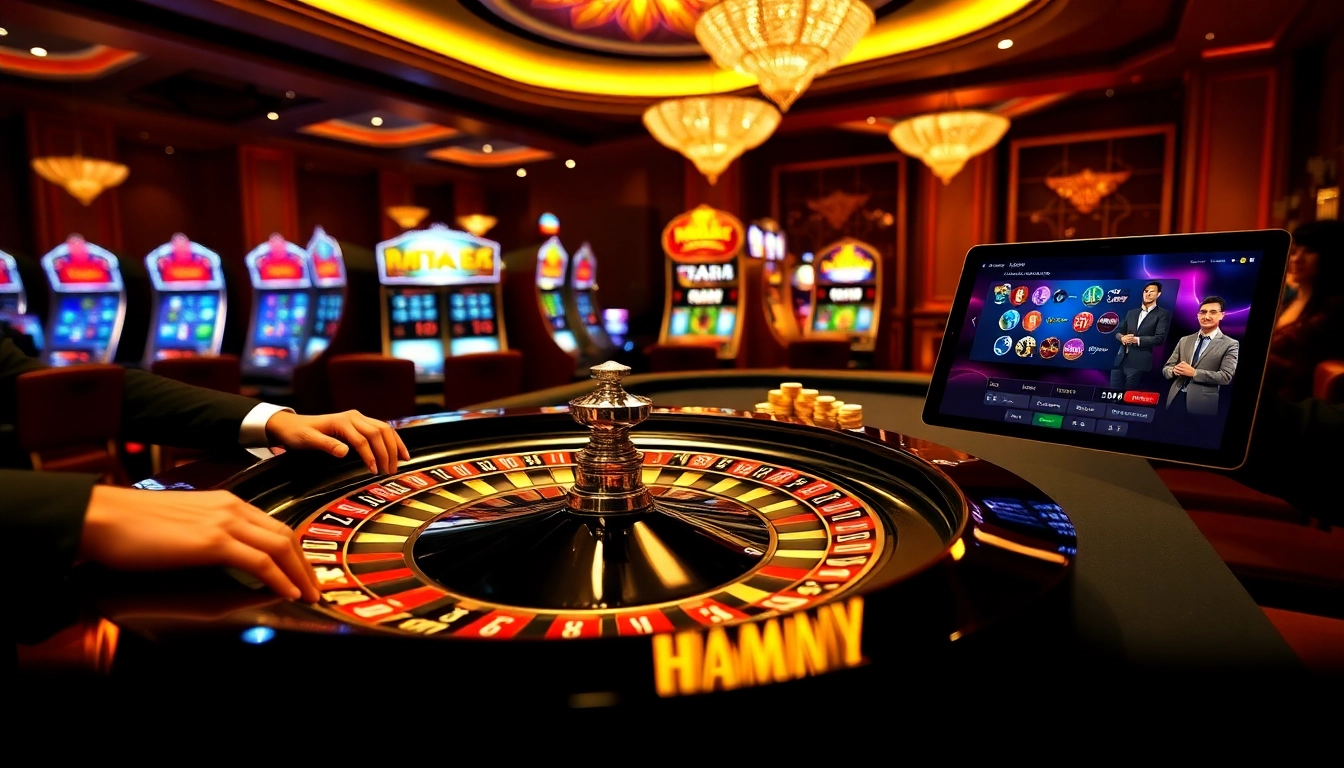 Experience the excitement of TX88 at a luxurious casino with roulette and slot machines.